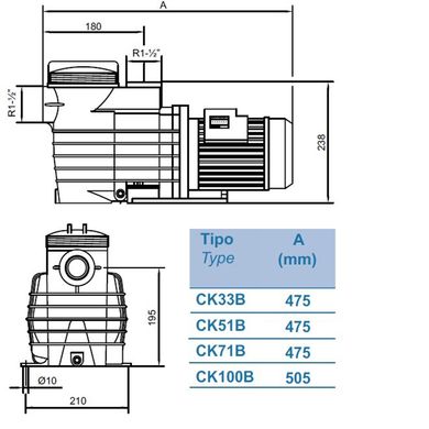 Насос Kripsol Caribe CK33 (220В, 7 м3/ч, 0.4 кВт, 0.33НР)