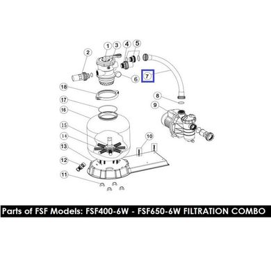 Шланг подключения фильтрационной установки Emaux с муфтами FSF400 89032103