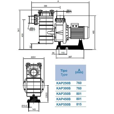 Насос Kripsol Kapri KAP550 (380В, 76 м3/ч, 4.71 кВт, 5.5НР)