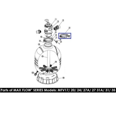 Хомут крепления 6-ти поз кран для фильтров Emaux серии MFV 89012512