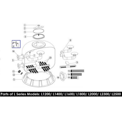 Манометр сдвоенный для фильтров L 1200-1600 Emaux 89012801