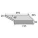 Угловой Г-образный элемент бортовой плитки Aquaviva Granito Light Gray, 595x345x50(20) мм (правый/45°)
