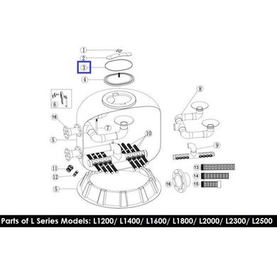 Резиновая прокладка для крышки фильтра Emaux серии L1200-1800 02011155